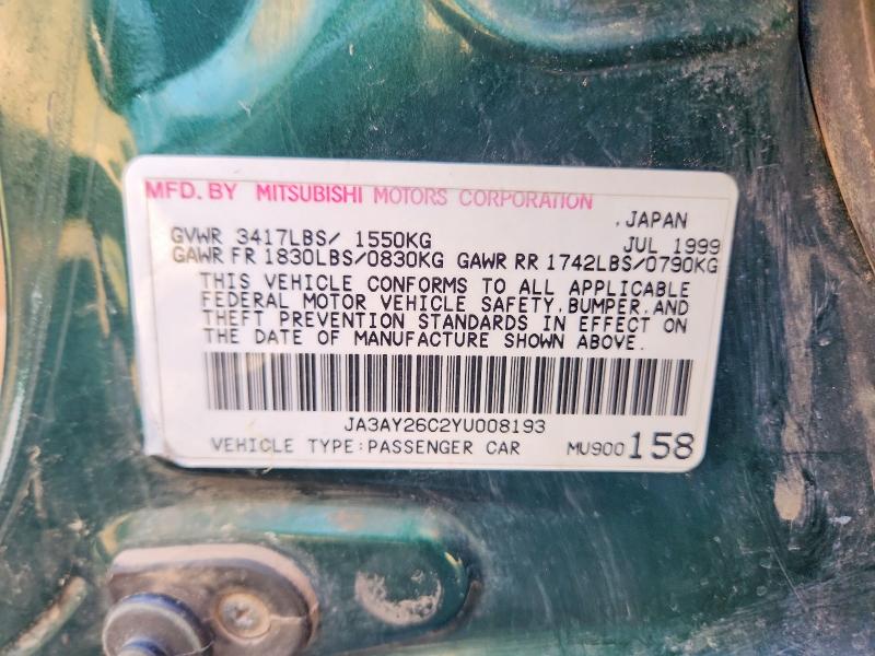 Aukcja sprzedaży 2000 Mitsubishi Mirage, vin: JA3AY26C2YU008193, numer aukcji: 56437366