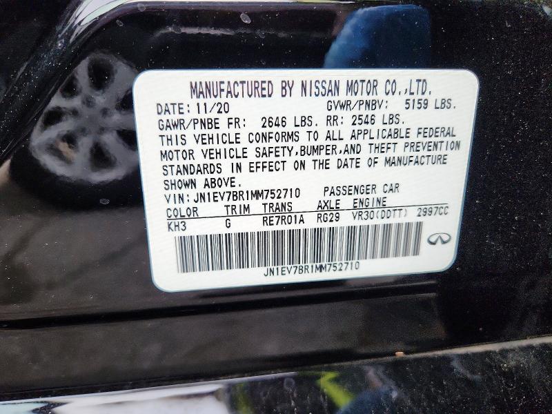 2021 Infiniti Q50 მანქანა იყიდება აუქციონზე, vin: JN1EV7BR1MM752710, აუქციონის ნომერი: 58298686