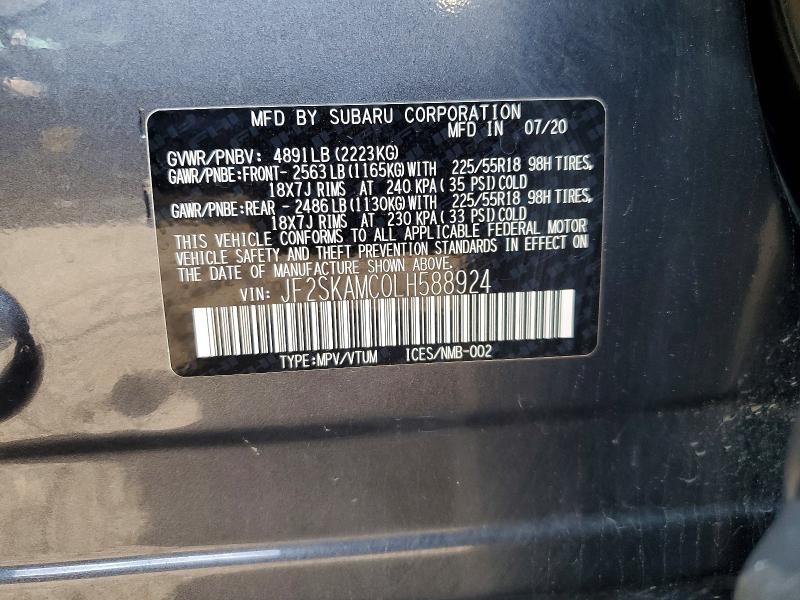 Продажа на аукционе авто 2020 Subaru Forester, vin: JF2SKAMC0LH588924, номер лота: 58411816