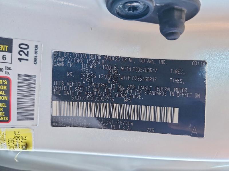 Продажа на аукционе авто 2018 Toyota Sienna, vin: 5TDYZ3DC0JS932776, номер лота: 59119946