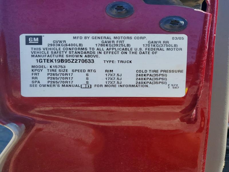 Auction sale of the 2005 Gmc New Sierra, vin: 1GTEK19B95Z270633, lot number: 57026396