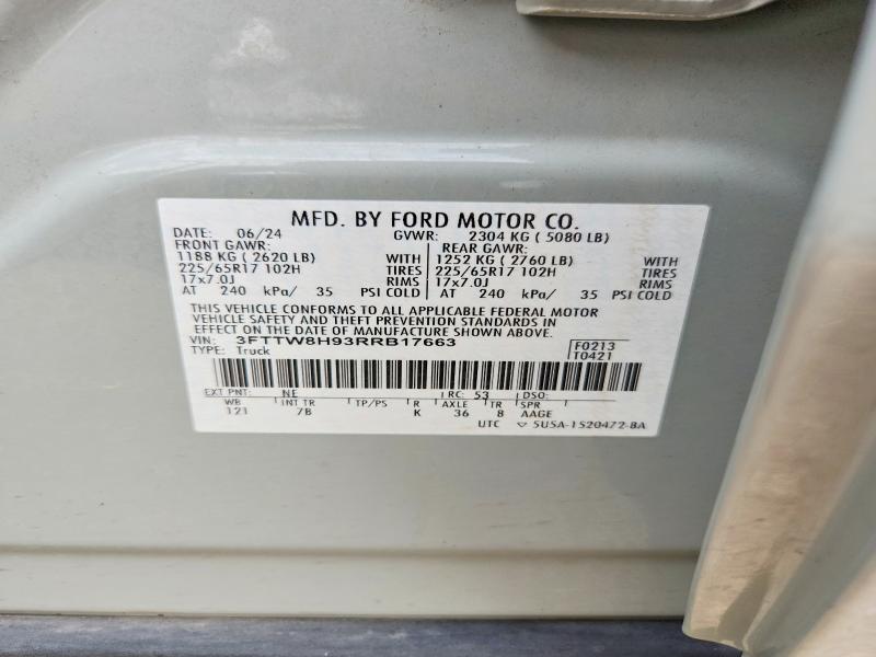 Продажа на аукционе авто 2024 Ford Maverick, vin: 3FTTW8H93RRB17663, номер лота: 55524386