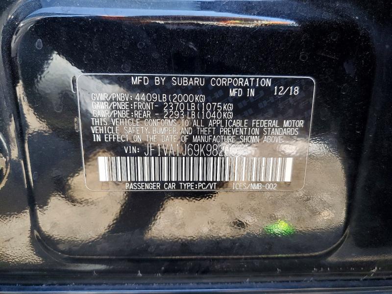 Продажа на аукционе авто 2019 Subaru Wrx, vin: JF1VA1J69K9820884, номер лота: 56578986