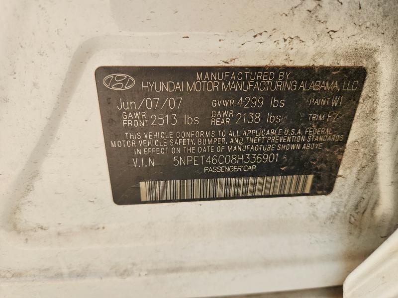 Aukcja sprzedaży 2008 Hyundai Sonata, vin: 5NPET46C08H336901, numer aukcji: 57190136