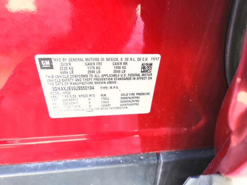 Aukcja sprzedaży 2018 Chevrolet Equinox, vin: 3GNAXJEV9JS550194, numer aukcji: 55795606