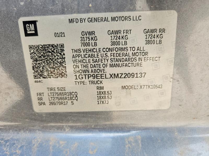 Продажа на аукционе авто 2021 Gmc Sierra, vin: 1GTP9EELXMZ209137, номер лота: 56246436