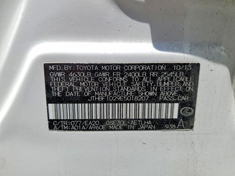 Aukcja sprzedaży 2014 Lexus Is, vin: JTHBF1D29E5018207, numer aukcji: 58444026