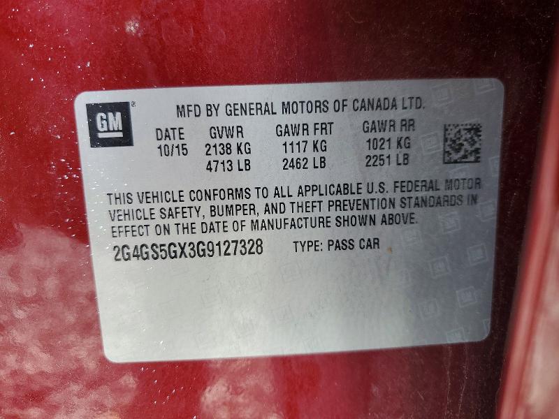 58831396 :رقم المزاد ، 2G4GS5GX3G9127328 vin ، 2016 Buick Regal مزاد بيع