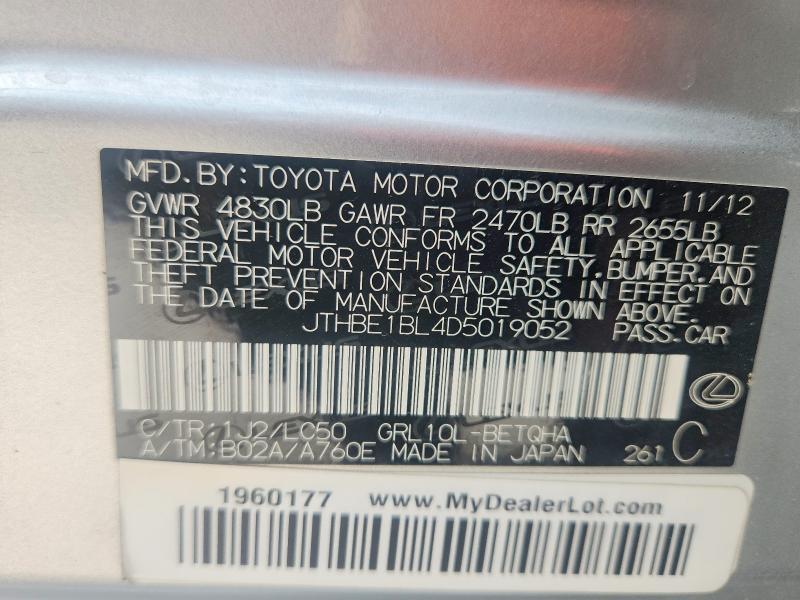 Aukcja sprzedaży 2013 Lexus Gs, vin: JTHBE1BL4D5019052, numer aukcji: 58239796