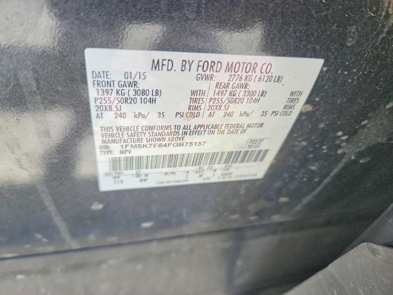 2015 Ford Explorer მანქანა იყიდება აუქციონზე, vin: 1FM5K7F84FGB75157, აუქციონის ნომერი: 56098956