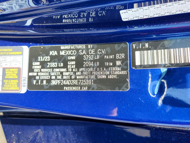 Aukcja sprzedaży 2024 Kia Forte, vin: 3KPF24AD2RE725391, numer aukcji: 55969486