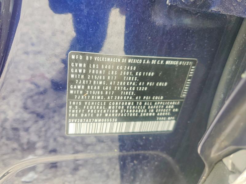 Aukcja sprzedaży 2021 Volkswagen Tiguan, vin: 3VV2B7AX7MM065536, numer aukcji: 55443096