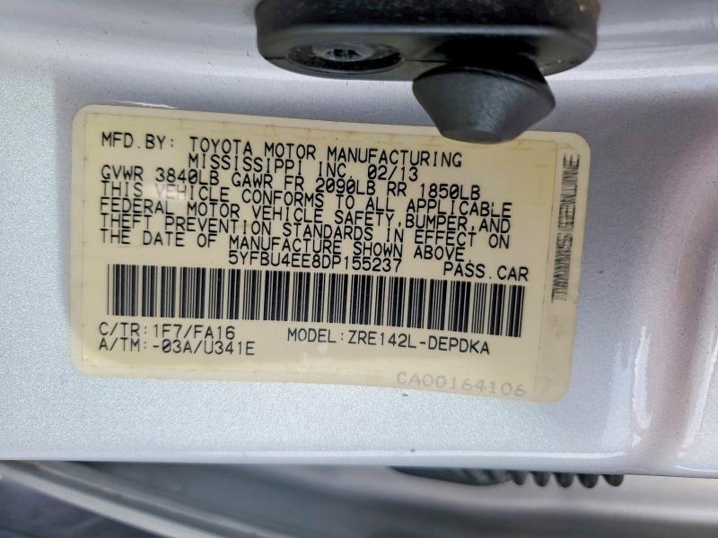 Aukcja sprzedaży 2013 Toyota Corolla, vin: 5YFBU4EE8DP155237, numer aukcji: 56648216
