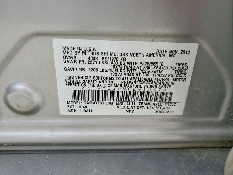 2015 Mitsubishi Outlander Sport მანქანა იყიდება აუქციონზე, vin: 4A4AP4AU9FE015478, აუქციონის ნომერი: 55843196