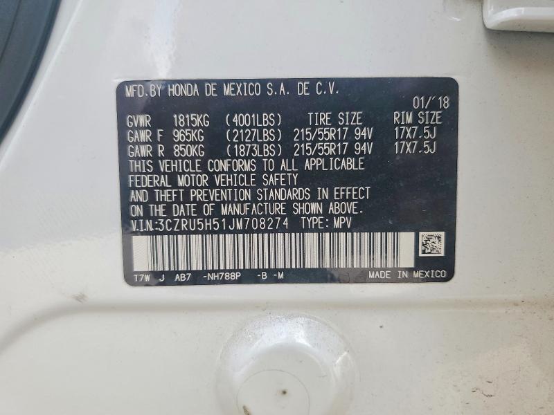 Продаж на аукціоні авто 2018 Honda Hr-v, vin: 3CZRU5H51JM708274, номер лоту: 58639746