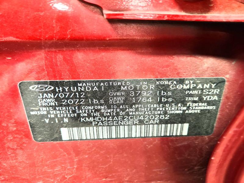 57964216 :رقم المزاد ، KMHDH4AE2CU420282 vin ، 2012 Hyundai Elantra مزاد بيع