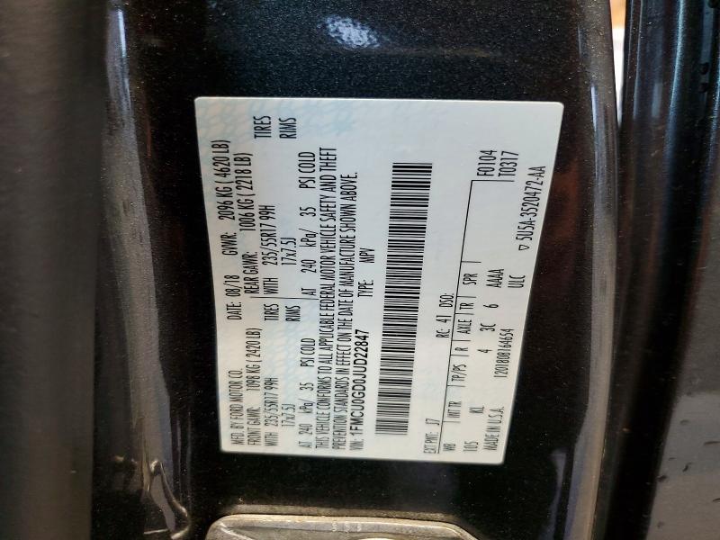 Продажа на аукционе авто 2018 Ford Escape, vin: 1FMCU0GD0JUD22847, номер лота: 59196286