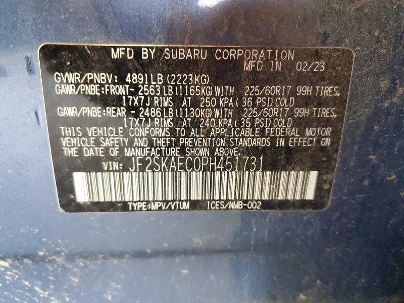 Продажа на аукционе авто 2023 Subaru Forester, vin: JF2SKAEC0PH451731, номер лота: 57834546