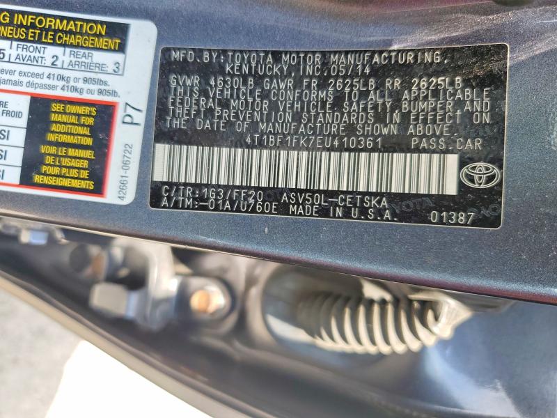 56280296 :رقم المزاد ، 4T1BF1FK7EU410361 vin ، 2014 Toyota Camry مزاد بيع
