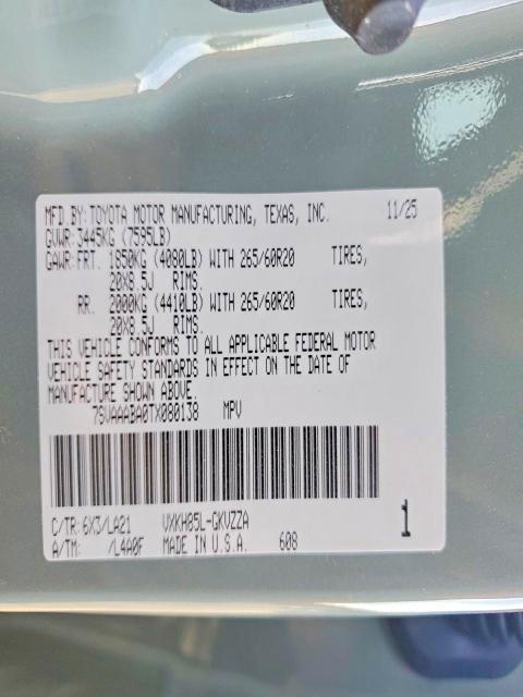 2026 Toyota Sequoia მანქანა იყიდება აუქციონზე, vin: 7SVAAABA0TX080138, აუქციონის ნომერი: 55835166