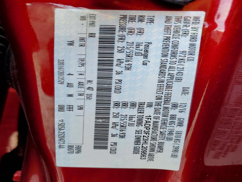 2017 Ford Focus მანქანა იყიდება აუქციონზე, vin: 1FADP3F23HL209563, აუქციონის ნომერი: 58746336