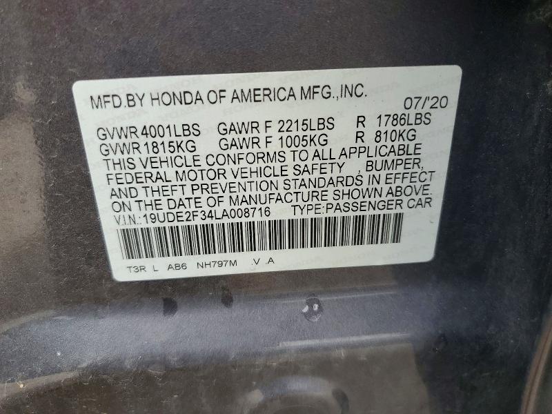 Aukcja sprzedaży 2020 Acura Ilx, vin: 19UDE2F34LA008716, numer aukcji: 56591036