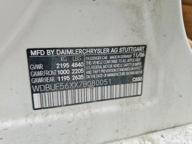Продаж на аукціоні авто 2007 Mercedes-benz E, vin: WDBUF56XX7B080051, номер лоту: 56827056