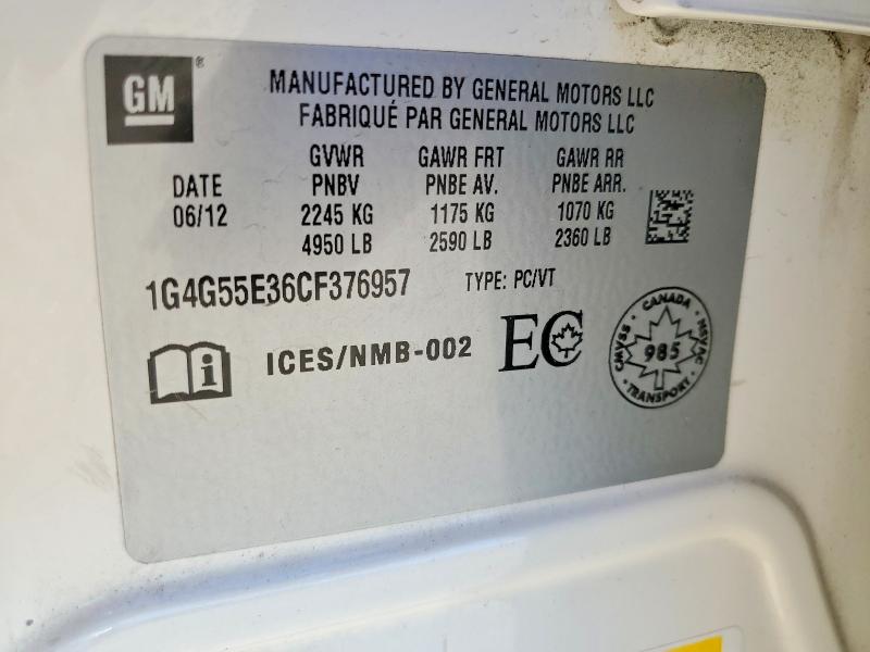 2012 Buick Lacrosse მანქანა იყიდება აუქციონზე, vin: 1G4G55E36CF376957, აუქციონის ნომერი: 55904586