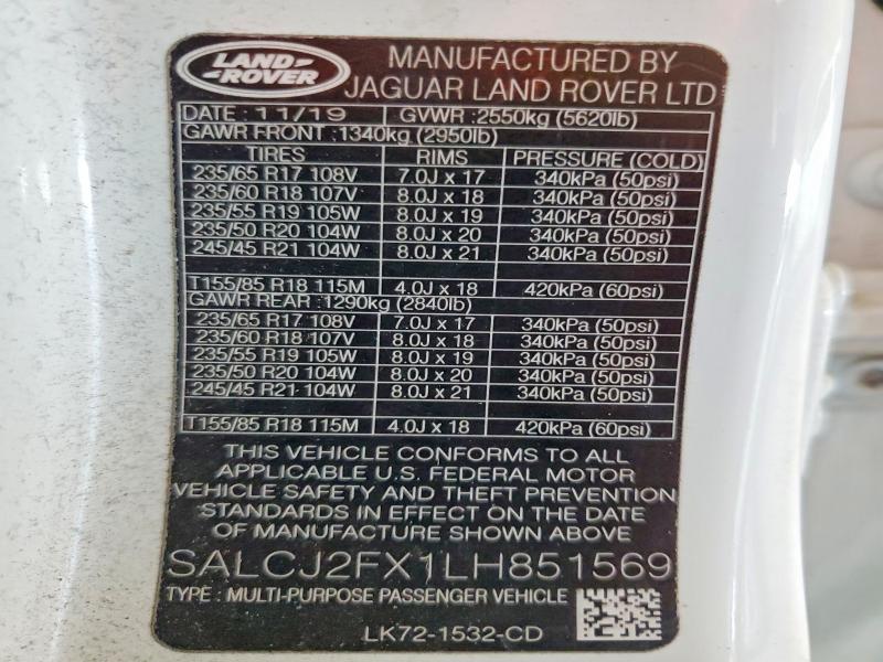 Продажа на аукционе авто 2020 Land Rover Discovery Sport, vin: SALCJ2FX1LH851569, номер лота: 57729746