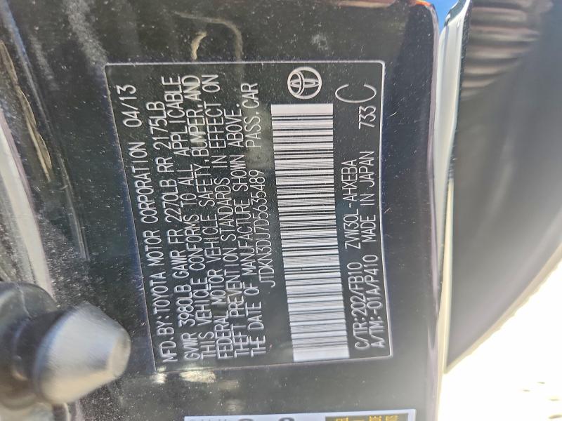 Продаж на аукціоні авто 2013 Toyota Prius, vin: JTDKN3DU7D5635489, номер лоту: 55898216