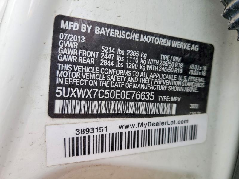 Aukcja sprzedaży 2014 Bmw X3, vin: 5UXWX7C50E0E76635, numer aukcji: 58172796