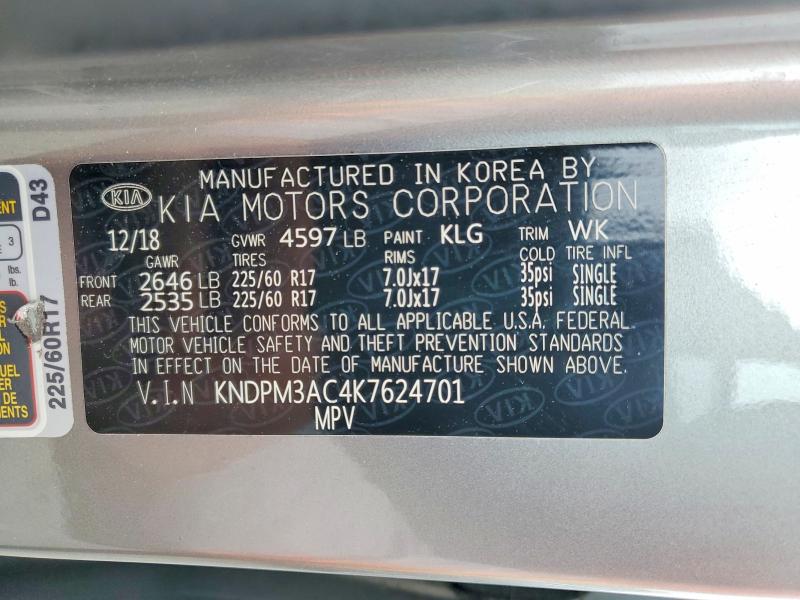 56145476 :رقم المزاد ، KNDPM3AC4K7624701 vin ، 2019 Kia Sportage مزاد بيع