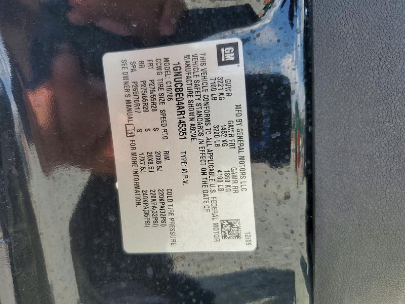 2010 Chevrolet Tahoe მანქანა იყიდება აუქციონზე, vin: 1GNUCBE04AR145351, აუქციონის ნომერი: 59064986