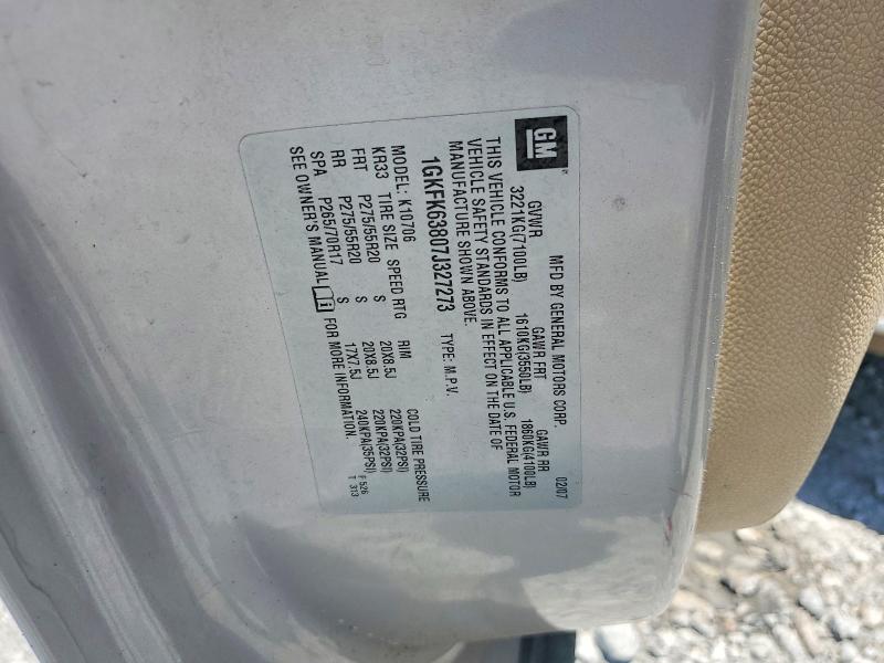 56656916 :رقم المزاد ، 1GKFK63807J327273 vin ، 2007 Gmc Yukon مزاد بيع
