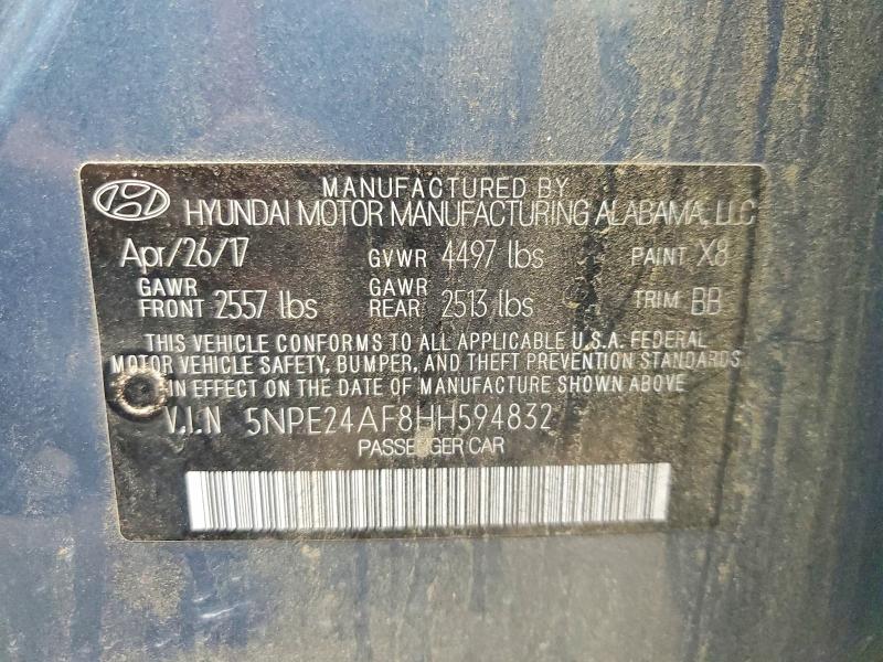 Продажа на аукционе авто 2017 Hyundai Sonata, vin: 5NPE24AF8HH594832, номер лота: 57298006