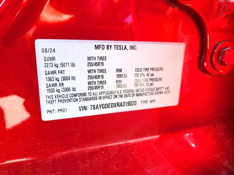 Aukcja sprzedaży 2024 Tesla Model Y, vin: 7SAYGDEDXRA319020, numer aukcji: 55450106