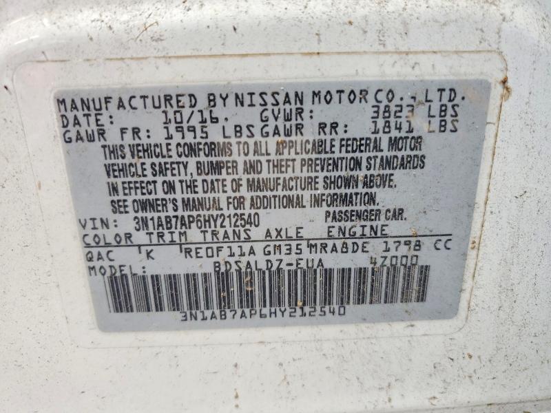 Продаж на аукціоні авто 2017 Nissan Sentra, vin: 3N1AB7AP6HY212540, номер лоту: 56662436