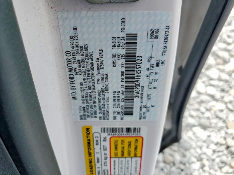 Продажа на аукционе авто 2017 Ford Fusion, vin: 3FA6P0D91HR257023, номер лота: 57214826
