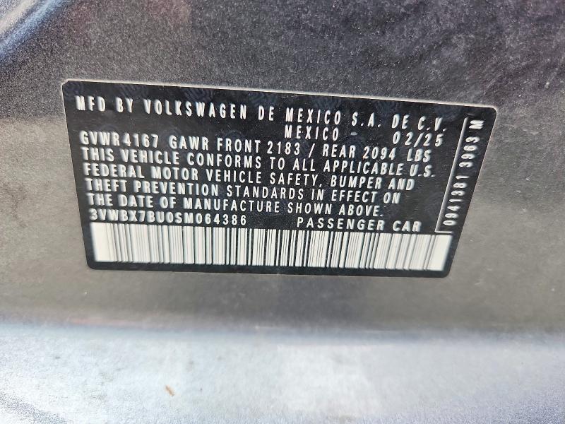2025 Volkswagen Jetta მანქანა იყიდება აუქციონზე, vin: 3VWBX7BU0SM064386, აუქციონის ნომერი: 57927476
