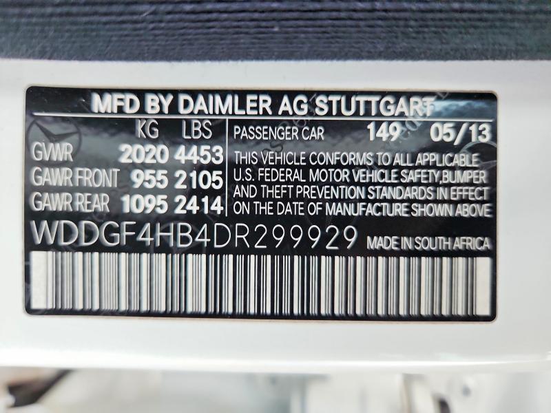 57044106 :رقم المزاد ، WDDGF4HB4DR299929 vin ، 2013 Mercedes-benz C مزاد بيع