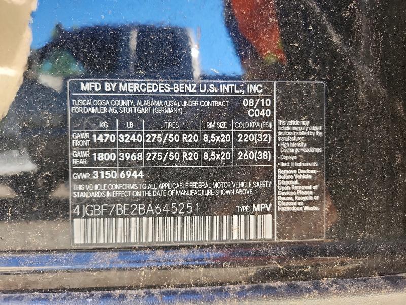 Продажа на аукционе авто 2011 Mercedes-benz Gl, vin: 4JGBF7BE2BA645251, номер лота: 56902966