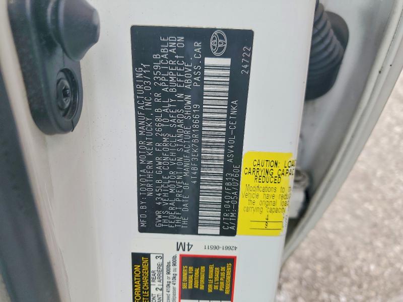 2011 Toyota Camry მანქანა იყიდება აუქციონზე, vin: 4T4BF3EK7BR186619, აუქციონის ნომერი: 55769366