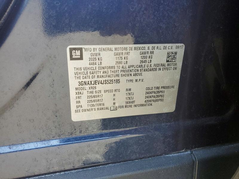 55410036 :رقم المزاد ، 3GNAXJEV4JS525185 vin ، 2018 Chevrolet Equinox مزاد بيع