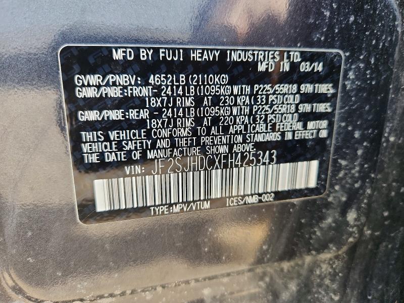 Продажа на аукционе авто 2015 Subaru Forester, vin: JF2SJHDCXFH425343, номер лота: 55198406