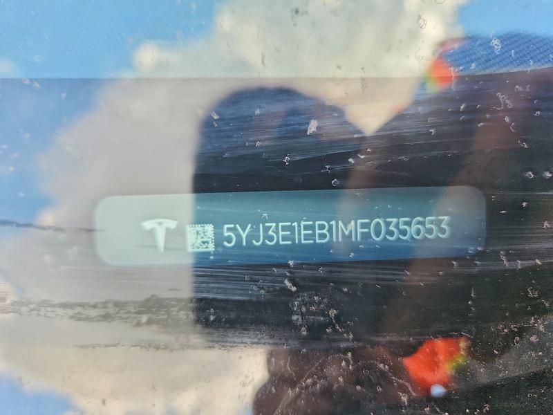 2021 Tesla Model 3 მანქანა იყიდება აუქციონზე, vin: 5YJ3E1EB1MF035653, აუქციონის ნომერი: 58967086