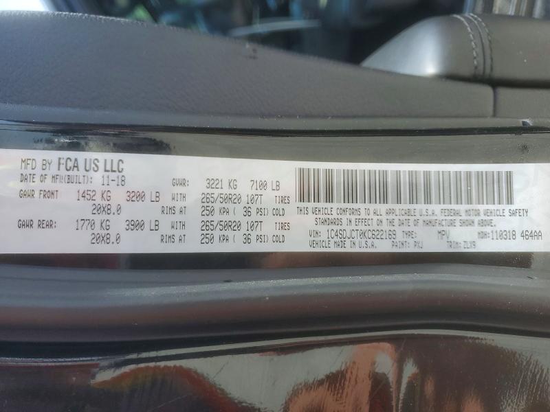 Продаж на аукціоні авто 2019 Dodge Durango, vin: 1C4SDJCT0KC622169, номер лоту: 55767076