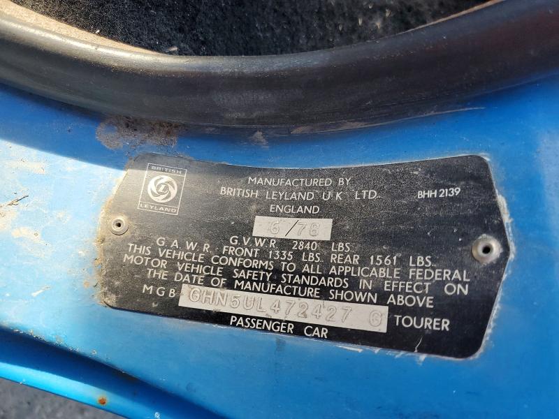 57351726 :رقم المزاد ، GHN5UL472427G vin ، 1979 Mg Mgb Convertible مزاد بيع