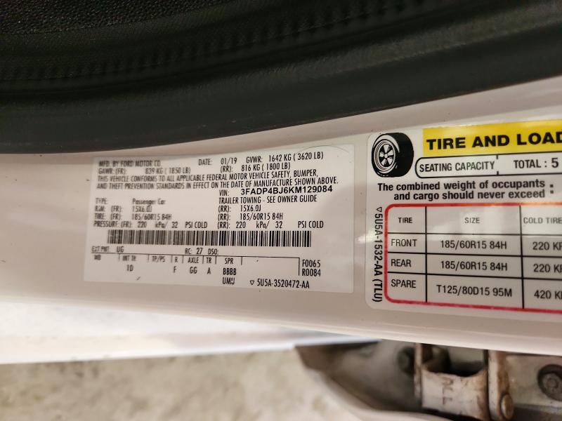 Aukcja sprzedaży 2019 Ford Fiesta, vin: 3FADP4BJ6KM129084, numer aukcji: 58350816