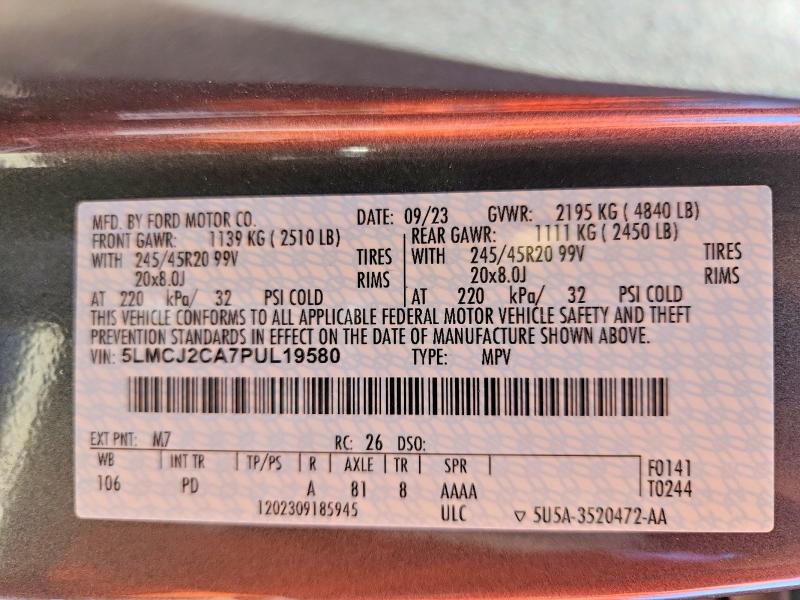 Auction sale of the 2023 Lincoln Corsair, vin: 5LMCJ2CA7PUL19580, lot number: 56111176