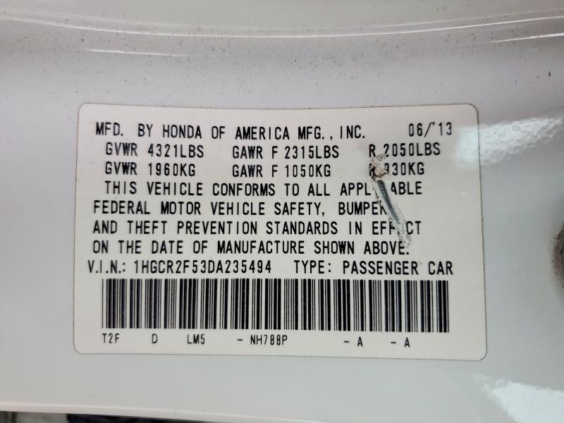 58776166 :رقم المزاد ، 1HGCR2F53DA235494 vin ، 2013 Honda Accord مزاد بيع